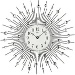 AMS W9380 Wanduhr mit schwarz lackiertem Metallgeh&auml;use und geschliffenen Glassteinen