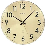 AMS F5974 Funkwanduhr mit Holzgeh&auml;use und gew&ouml;lbtem Glas