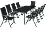 tectake 9 Aluminium Sitzgruppe Pompeii pulverbeschichtet klappbar verstellbar