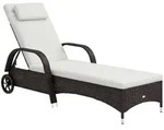 Outsunny-Sonnenliege-L200 x B73 x H(56-103) cm-Kaffeebraun+Creme