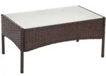 Mendler Poly-Rattan Gartentisch Halden, Beistelltisch Tisch mit Glasplatte ~