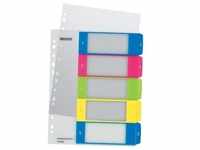 LEITZ Plastikregister WOW 1-5, bedruckbar, A4, PP, 5 Blatt, farbig
