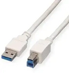 VALUE USB 3.2 Gen 1 Kabel, Typ A-B, wei&szlig;, 3 m