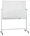 Franken Stativ-Drehtafel Mobil Emaille, Aluminiumrahmen, 1200 x 900 mm, wei&szlig;