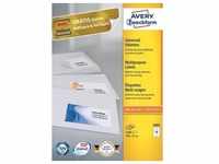 Avery Zweckform 3484 Universal-Etiketten, A4 mit ultragrip, Adressaufkleber, 105 x 37