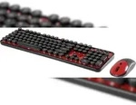 Renkforce RF-DS-RETRO Funk Tastatur, Maus-Set Deutsch, QWERTZ Schwarz, Rot RF-4749660