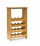Relaxdays Weinregal Bambus HxBxT:84x50x24cm, f&uuml;r 16 Flaschen & 12 Gl&auml;ser, mit