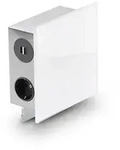 Mira Quad Glas USB, Aufbausteckdosenelement, Edelstahl/Glas wei&szlig;