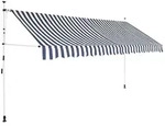 vidaXL Einziehbare Markise Handbetrieben 400 cm Blau/Wei&szlig; Gestreift