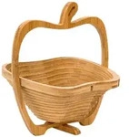 Relaxdays Faltkorb Apfel, HBT: 30 x 27 x 22,5 cm, Klappkorb Bambus, Obstkorb, auch