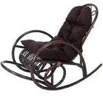 Mendler Schaukelstuhl HWC-C40, Schwingsessel Rattansessel, braun ~ Auflage braun