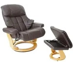 Robas Lund MCA Relaxsessel Calgary XXL, TV-Sessel Hocker, Echtleder 180kg belastbar ~