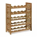 Relaxdays Weinregal Walnuss f&uuml;r 25 Flaschen, HxBxT:73x63x25cm, Holz aus Walnussholz,