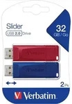 Verbatim Speicherstick USB 2.0, 32 GB, Store'n'Go Slider, Multipack, Farben: rot,