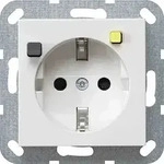 Gira System 55 Fi-Steckdose, 1f, reinwei&szlig;, gl&auml;nzend, Unterputz, mit erh&ouml;htem