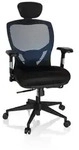 B&uuml;rostuhl / Chefsessel VENUS BASE Sitz Stoff / R&uuml;cken Netz blau / schwarz hjh