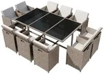 vidaXL 11-tlg. Garten-Essgruppe mit Auflagen Poly Rattan Beige