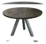 SIT M&ouml;bel Esstisch rund, 120 x 120 cm, 50 mm Platte Mango grau, Metallgestell