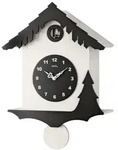 AMS W7391 Kuckucksuhr mit wei&szlig;-schwarzem Holzgeh&auml;use