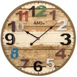 AMS W9539 Wanduhr mit braun antikem Holzgeh&auml;use