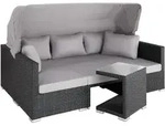 tectake Rattan Lounge mit Aluminiumgestell San Marino Schwarz
