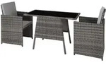 tectake Rattan Sitzgruppe Lausanne 2+1 Grau