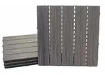 Mendler WPC Bodenfliese HWC-E19, Holzoptik Balkon/Terrasse, 3D-Struktur linear ~