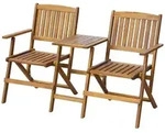 vidaXL Gartenbank Klappbar mit Teetisch 140 cm Massivholz Akazie