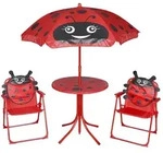 vidaXL 3-tlg. Garten-Bistro-Set f&uuml;r Kinder mit Sonnenschirm Rot