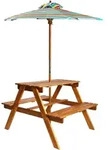 vidaXL Kinder-Picknicktisch mit Sonnenschirm 79x90x60 cm Akazienholz