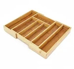 Relaxdays Besteckkasten Bambus, ausziehbar, 5-7 F&auml;cher, HxBxT:5x43x34cm,