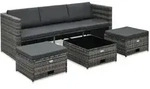 vidaXL 4-tlg. Garten-Lounge-Set mit Auflagen Poly Rattan Grau