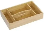 Relaxdays Besteckkasten Bambus, 4 F&auml;cher, robuster Besteckorganizer mit Henkel,