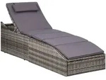 vidaXL Sonnenliege mit Auflage Poly Rattan Grau