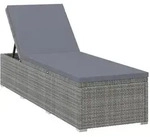 vidaXL Sonnenliege mit Auflage Poly Rattan Grau