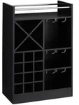 Relaxdays Weinregal mit Glashalter, 22 Flaschen, freistehend, Wein und Sekt, Hausbar