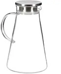 Relaxdays Glaskaraffe, 1,8 l, mit Deckel, Wasser, Saft, Aromawasser,