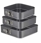 Relaxdays Springform quadratisch 3er Set, antihaftbeschichtet, eckige...