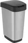 Rotho Twist M&uuml;lleimer 25l mit Deckel, Kunststoff (PP) BPA-frei, silber metallic 1