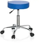 Hocker / Drehhocker / Arbeitsstuhl OPERATOR II Kunstleder blau Chrom hjh OFFICE