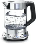Arendo Wasserkocher 1,5 l, 2200 W, Edelstahl & Glas mit Basisstation,