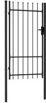 vidaXL Zauntor Einzelfl&uuml;gel mit Speerspitzen Stahl 1 x 1,75 m Schwarz