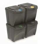 Set mit 4 100-l-Prosperplast-Sortibox-Kunststoff-Recyclingbeh&auml;ltern in Grau