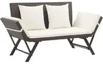 vidaXL Gartenbank mit Auflagen 176 cm Braun Poly Rattan
