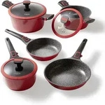 STONELINE&reg; Imagination PLUS Kochgeschirr-Set, 8-tlg., mit abnehmbaren Griffen, rot