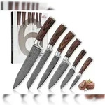 Wakoli Edib 6er Damastmesserset I 8 - 20,5cm Klinge I Pakkaholz