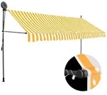 vidaXL Einziehbare Markise Handbetrieben mit LED 350 cm Wei&szlig; Orange