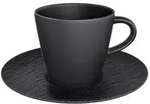 Villeroy & Boch Manufacture Rock Kaffeetasse mit Untertasse schwarz