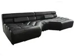 KAWOLA Big Sofa TARA Wohnlandschaft Leder schwarz 286x75x148cm (B/H/T)