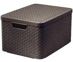 CURVER Style - 30-Liter-Korb mit Deckel und Griff mit Rattan-Effekt und Deckel in